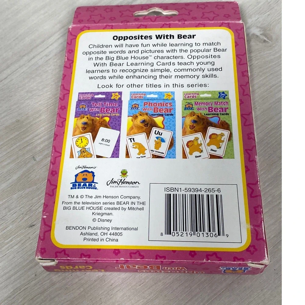 Bear in the Big Blue House Opposites With Bear Learning Cards Ages 2-5 Henson
